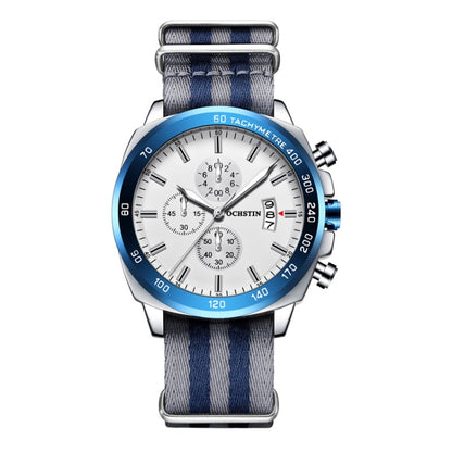 OCHSTIN 7079 Multifunctional Quartz Waterproof Luminous Steel Strap Men Watch(Silver Blue) - Metal Strap Watches by OCHSTIN | Online Shopping UK | buy2fix