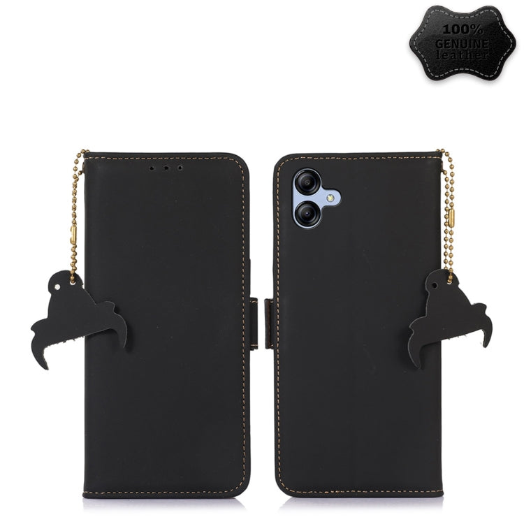 For Samsung Galaxy A04e Genuine Leather Magnetic RFID Leather Phone Case(Black) - Galaxy Phone Cases by buy2fix | Online Shopping UK | buy2fix