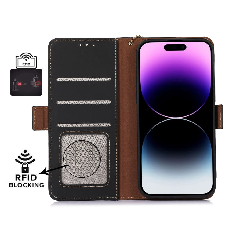 For Samsung Galaxy A04e Genuine Leather Magnetic RFID Leather Phone Case(Black) - Galaxy Phone Cases by buy2fix | Online Shopping UK | buy2fix