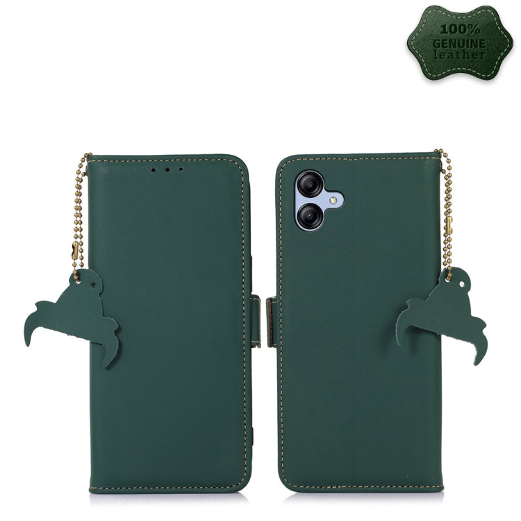 For Samsung Galaxy A04e Genuine Leather Magnetic RFID Leather Phone Case(Green) - Galaxy Phone Cases by buy2fix | Online Shopping UK | buy2fix