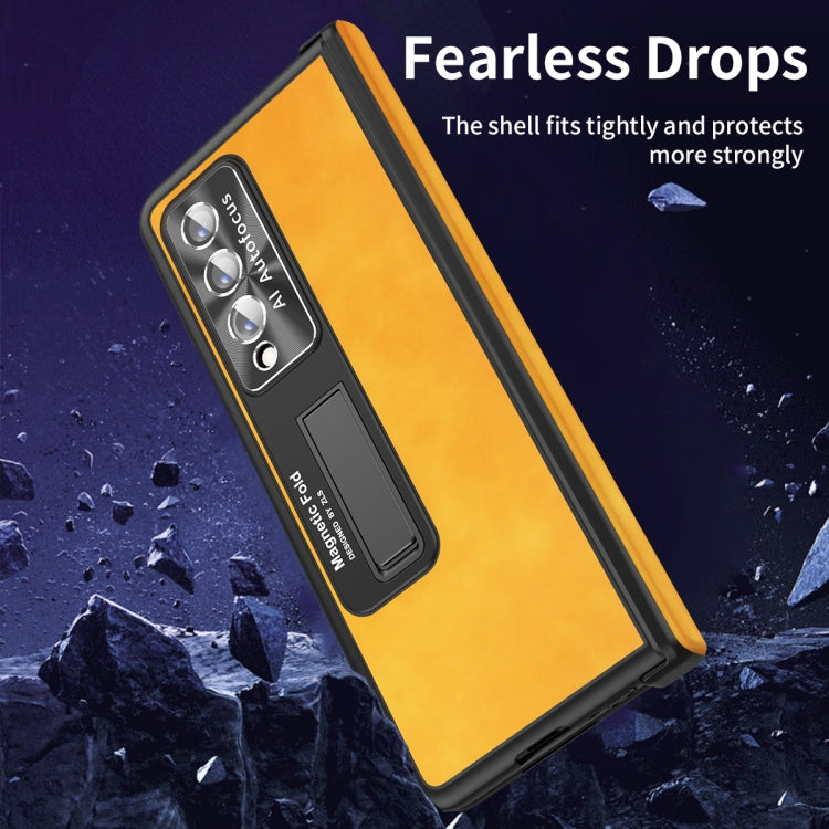 For Samsung Galaxy Z Fold4 Napa Texture All-inclusive Phone Case(Yellow) - Galaxy Z Fold4 5G Cases by buy2fix | Online Shopping UK | buy2fix