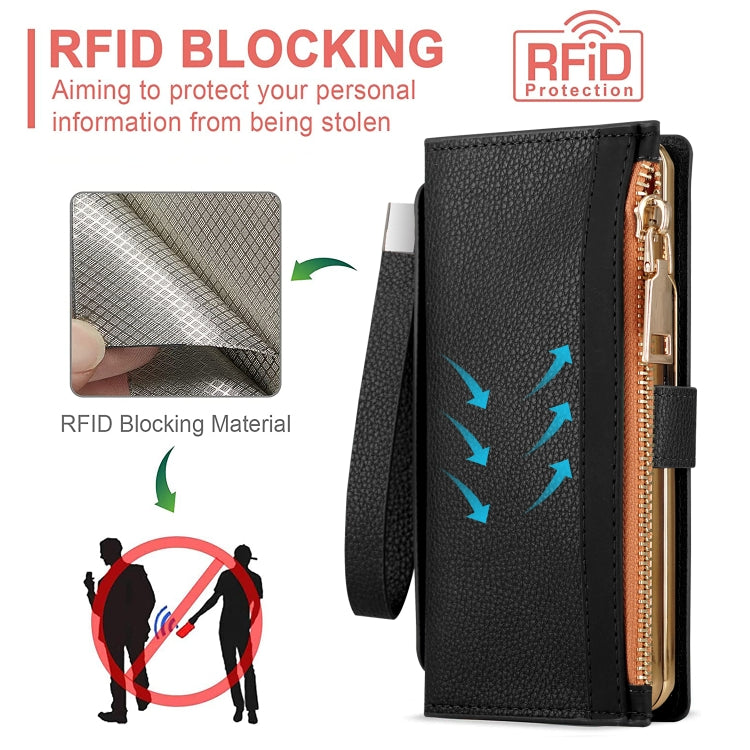 For Samsung Galaxy Z Fold4 Celebrity Series RFID Anti-theft Brush Phone Leather Case with Pen Slot(Black) - Galaxy Z Fold4 5G Cases by buy2fix | Online Shopping UK | buy2fix