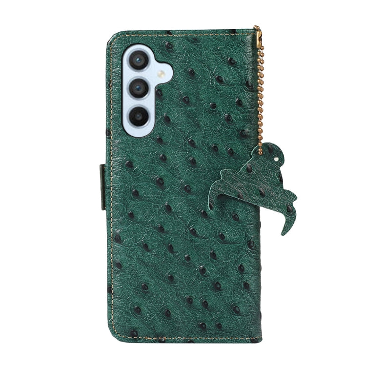 For Samsung Galaxy A34 5G Ostrich Pattern Genuine Leather RFID Phone Case(Green) - Galaxy Phone Cases by buy2fix | Online Shopping UK | buy2fix