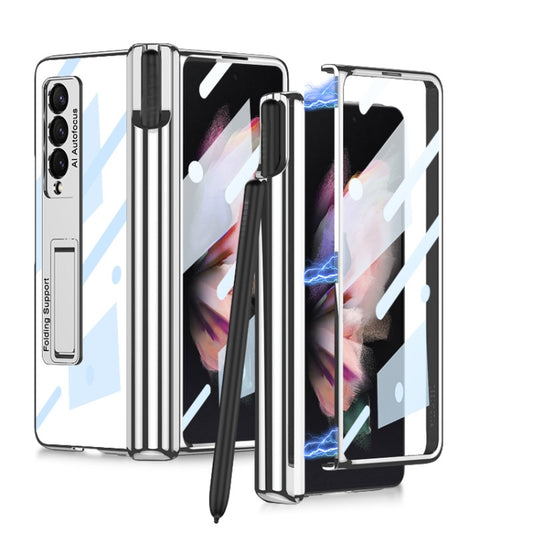 For Samsung Galaxy Z Fold3 5G GKK Magnetic Fold Hinge Shockproof Phone Case with Pen Slots(Silver) - Galaxy Phone Cases by GKK | Online Shopping UK | buy2fix