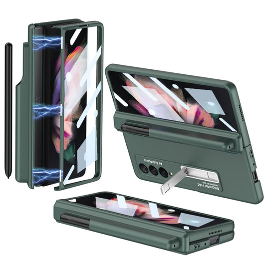 For Samsung Galaxy Z Fold3 5G GKK Full Coverage Magnetic Fold Hinge Shockproof Phone Case with Pen Slots(Green) - Galaxy Phone Cases by GKK | Online Shopping UK | buy2fix