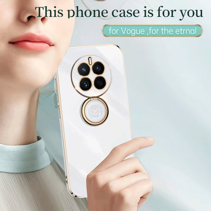 For Huawei nova 10 XINLI Straight Edge 6D Electroplate TPU Phone Case with Ring Holder(White) - Huawei Cases by buy2fix | Online Shopping UK | buy2fix