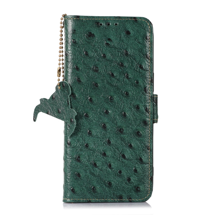 For Samsung Galaxy A04 4G Ostrich Pattern Genuine Leather RFID Phone Case(Green) - Galaxy Phone Cases by buy2fix | Online Shopping UK | buy2fix