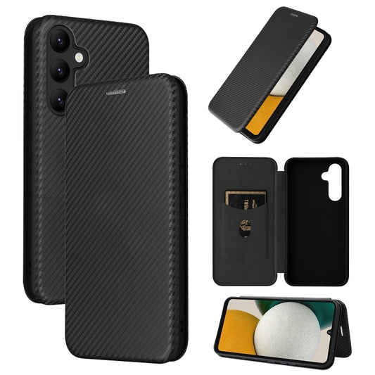 For Samsung Galaxy A34 5G Carbon Fiber Texture Flip Leather Phone Case(Black) - Galaxy Phone Cases by buy2fix | Online Shopping UK | buy2fix