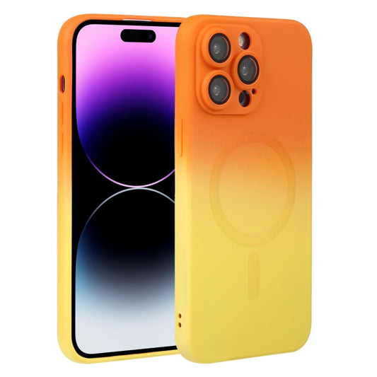 For iPhone 14 Pro Max Liquid TPU Silicone Gradient MagSafe Phone Case(Orange Yellow) - iPhone 14 Pro Max Cases by buy2fix | Online Shopping UK | buy2fix