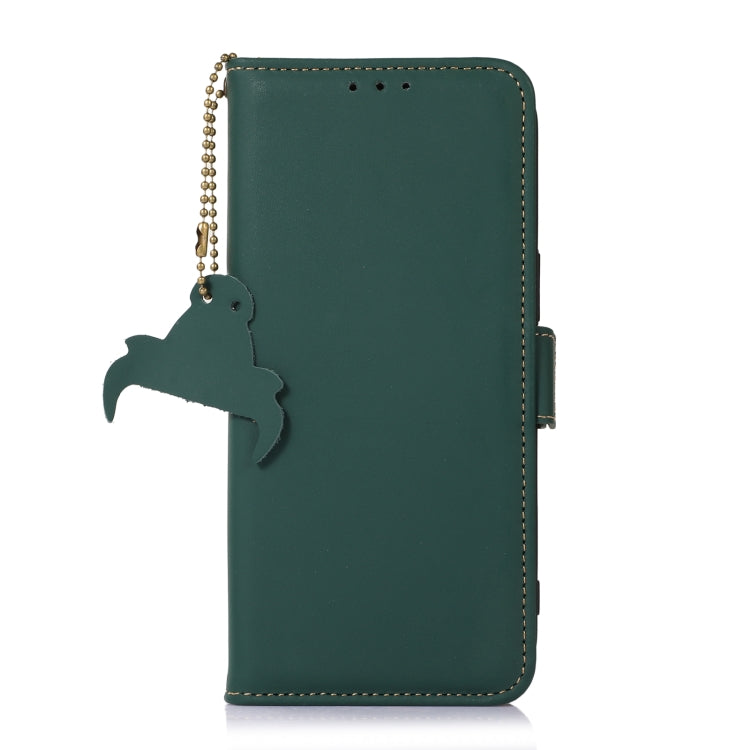 For OnePlus Nord CE 3 Lite Genuine Leather Magnetic RFID Leather Phone Case(Green) - OnePlus Cases by buy2fix | Online Shopping UK | buy2fix