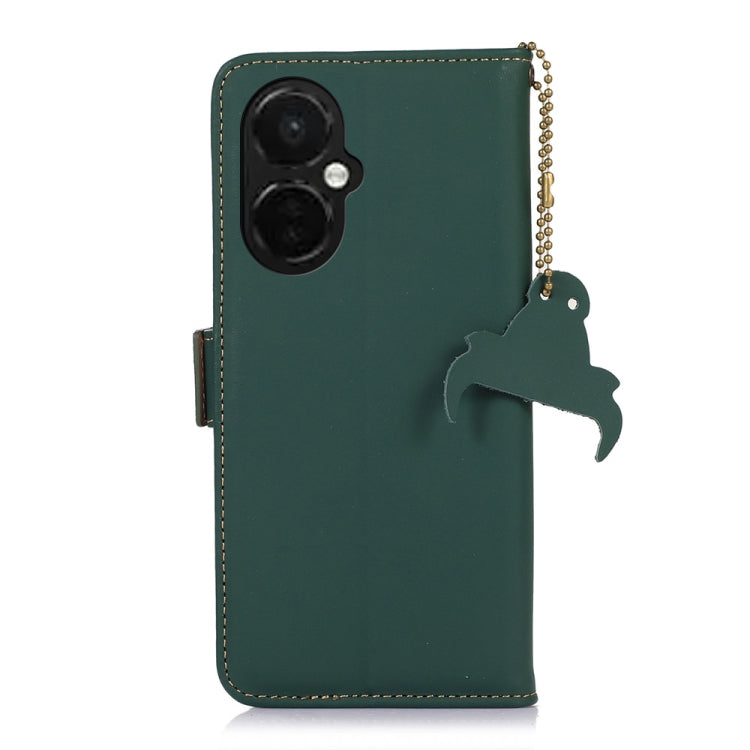 For OnePlus Nord CE 3 Lite Genuine Leather Magnetic RFID Leather Phone Case(Green) - OnePlus Cases by buy2fix | Online Shopping UK | buy2fix