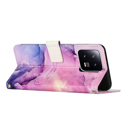 For Xiaomi 13 Crossbody Painted Marble Pattern Leather Phone Case(Purple) - 13 Cases by buy2fix | Online Shopping UK | buy2fix