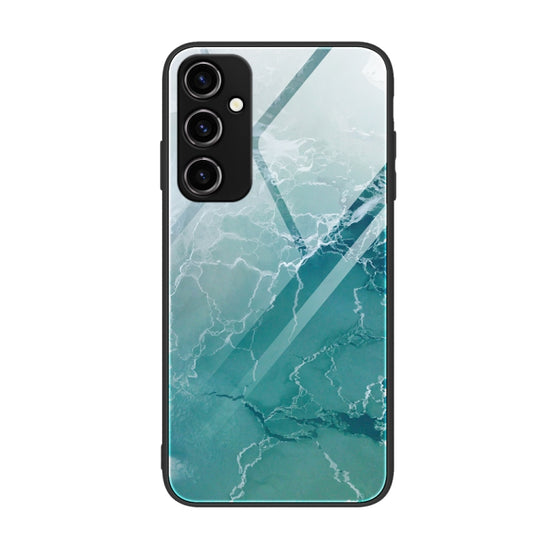 For Samsung Galaxy A34 5G Marble Pattern Glass Phone Case(Green Ocean) - Galaxy Phone Cases by buy2fix | Online Shopping UK | buy2fix