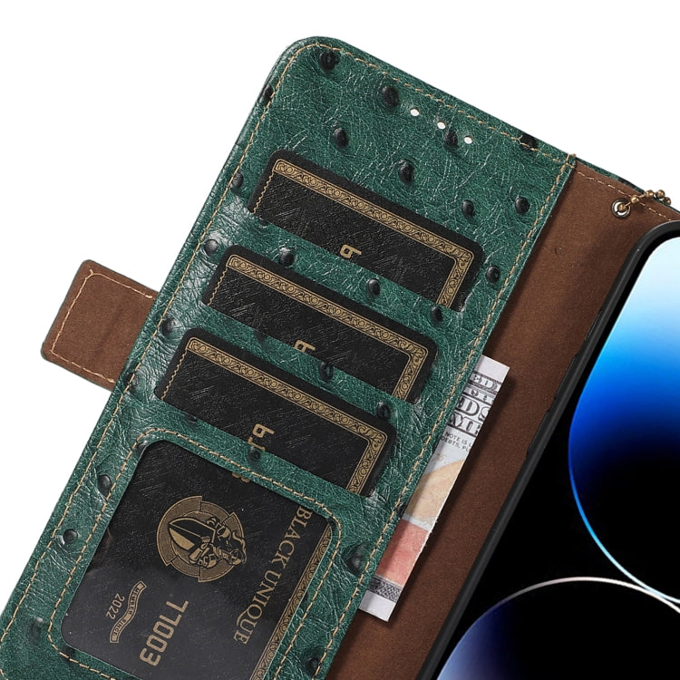 For Motorola Moto G53 5G / G13 / G23 Ostrich Pattern Genuine Leather RFID Phone Case(Green) - Motorola Cases by buy2fix | Online Shopping UK | buy2fix