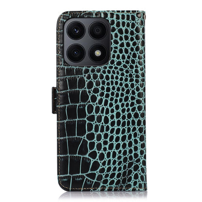 For Honor X8a 4G Crocodile Top Layer Cowhide Leather Phone Case(Green) - Honor Cases by buy2fix | Online Shopping UK | buy2fix