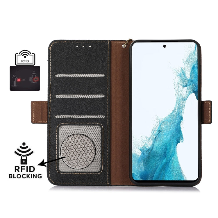 For Sony Xperia 10 IV Side-Magnetic TJ Genuine Leather RFID Phone Case(Black) - Sony Cases by buy2fix | Online Shopping UK | buy2fix