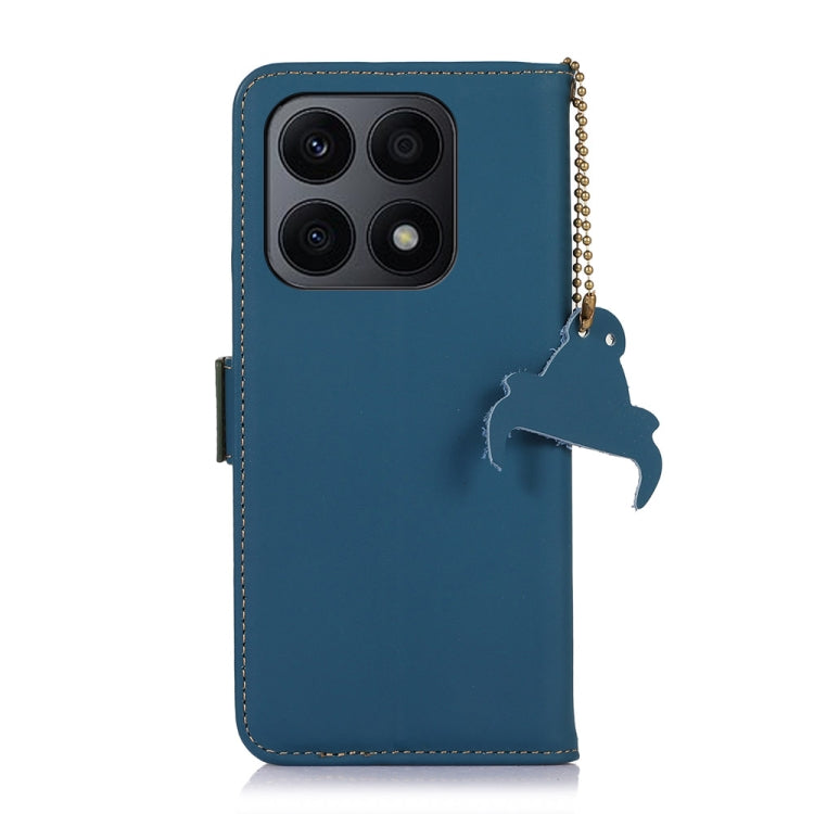 For Honor X8a 4G Genuine Leather Magnetic RFID Leather Phone Case(Blue) - Honor Cases by buy2fix | Online Shopping UK | buy2fix