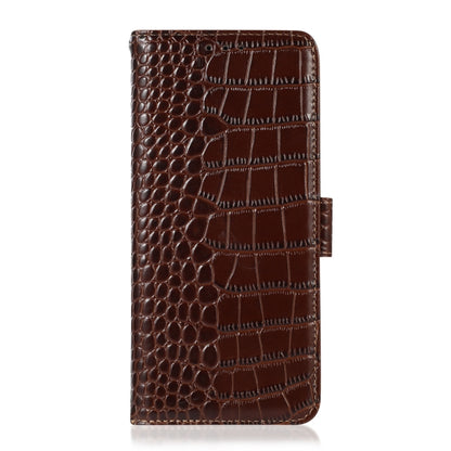 For Samsung Galaxy A24 4G Crocodile Top Layer Cowhide Leather Phone Case(Brown) - Galaxy Phone Cases by buy2fix | Online Shopping UK | buy2fix