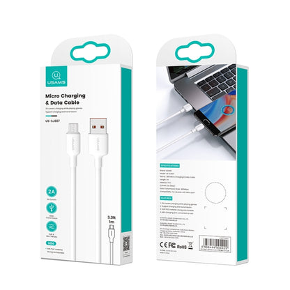 USAMS US-SJ609 U84 2A USB to Micro USB Charging Data Cable, Cable Length:3m(White) -  by USAMS | Online Shopping UK | buy2fix