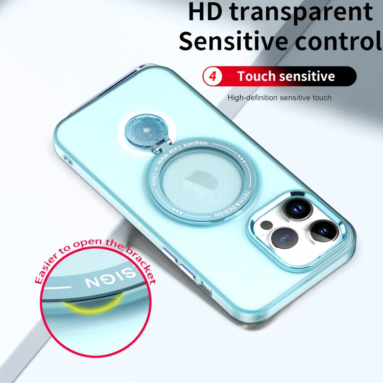 For iPhone 14 Plus 360 Degree Rotation Holder MagSafe Magnetic Phone Case(Light Blue) - iPhone 14 Plus Cases by buy2fix | Online Shopping UK | buy2fix