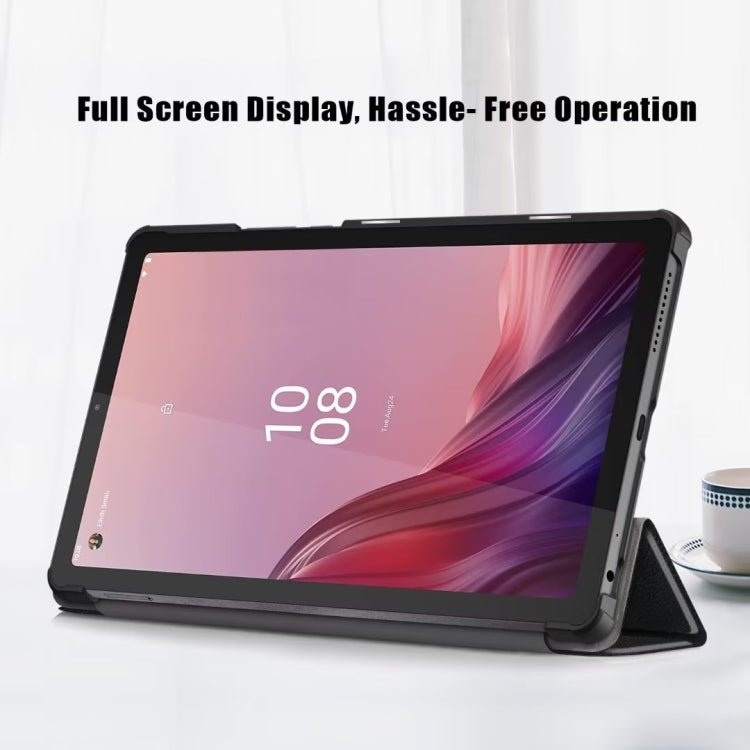 For Lenovo Tab M9 TB-310FU 3-folding Leather Smart Tablet Case(Black) - For Lenovo by buy2fix | Online Shopping UK | buy2fix