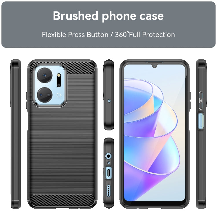 For Honor X7a Brushed Texture Carbon Fiber TPU Phone Case(Black) - Honor Cases by buy2fix | Online Shopping UK | buy2fix