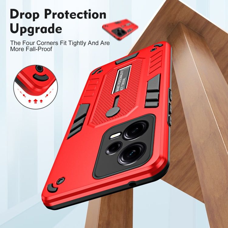 For Xiaomi Redmi Note 12 Pro+ 5G Variety Brave Armor Finger Loop Holder Phone Case(Red) - Note 12 Pro+ Cases by buy2fix | Online Shopping UK | buy2fix