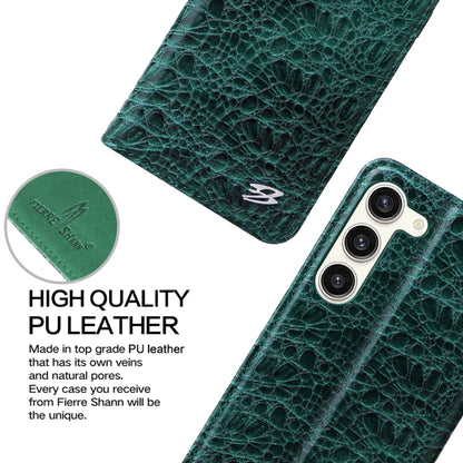 For Samsung Galaxy S23+ 5G Fierre Shann Crocodile Texture Magnetic Genuine Leather Phone Case(Green) - Galaxy S23+ 5G Cases by FIERRE SHANN | Online Shopping UK | buy2fix
