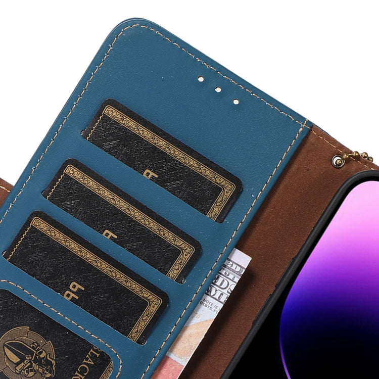 For Samsung Galaxy M14 5G Genuine Leather Magnetic RFID Leather Phone Case(Blue) - Galaxy Phone Cases by buy2fix | Online Shopping UK | buy2fix