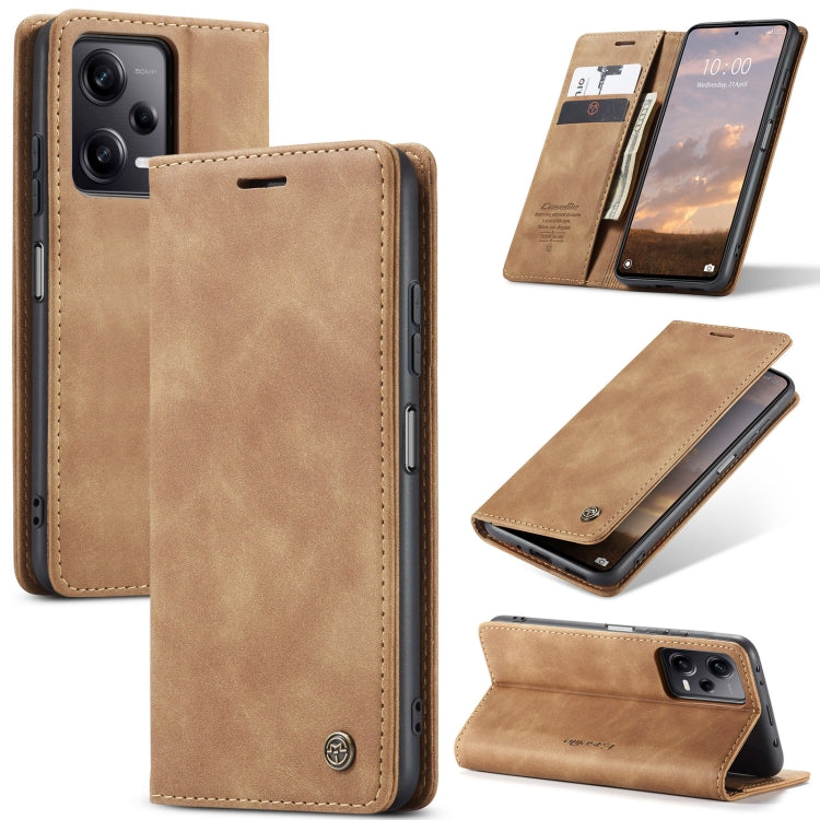 For Xiaomi Redmi Note 12 Pro 5G / Poco X5 Pro CaseMe 013 Multifunctional Horizontal Flip Leather Phone Case(Brown) - Xiaomi Cases by CaseMe | Online Shopping UK | buy2fix