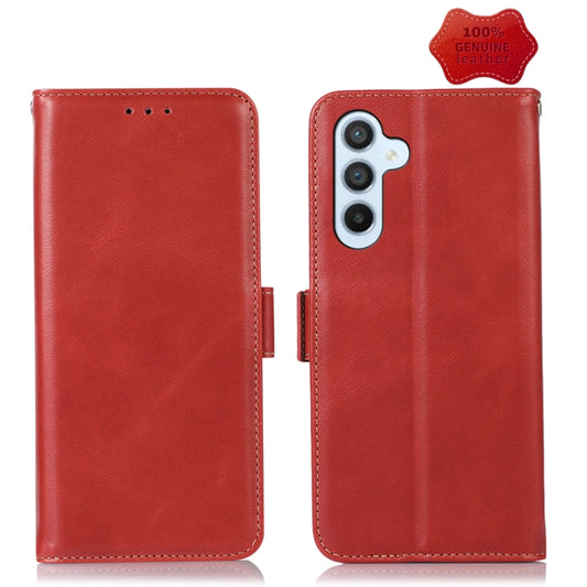 For Samsung Galaxy M14 5G Crazy Horse Top Layer Cowhide Leather Phone Case(Red) - Galaxy Phone Cases by buy2fix | Online Shopping UK | buy2fix