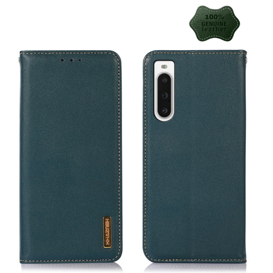 For Sony Xperia 10 V KHAZNEH Nappa Top Layer Cowhide Leather Phone Case(Green) - Sony Cases by buy2fix | Online Shopping UK | buy2fix