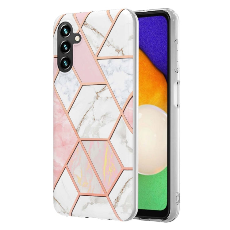 For Samsung Galaxy A34 5G Electroplating Splicing Marble TPU Phone Case(Pink White) - Galaxy Phone Cases by buy2fix | Online Shopping UK | buy2fix