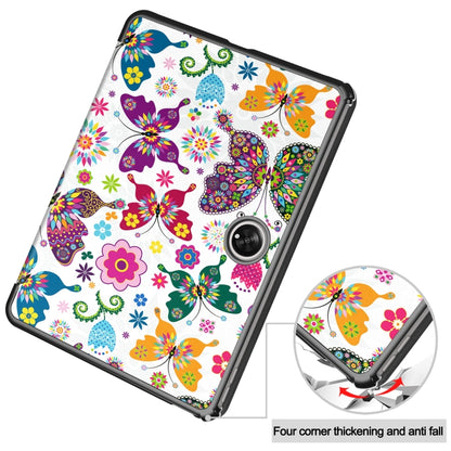 For OnePlus Pad Custer Painted 3-Fold Holder Smart Leather Tablet Case(Colorful Butterflies) - Others by buy2fix | Online Shopping UK | buy2fix