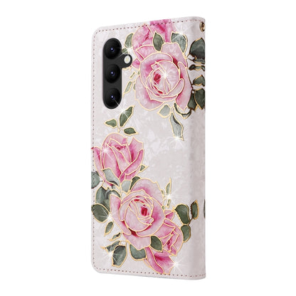 For Samsung Galaxy A34 5G Bronzing Painting RFID Leather Phone Case(Rose Flower) - Galaxy Phone Cases by buy2fix | Online Shopping UK | buy2fix