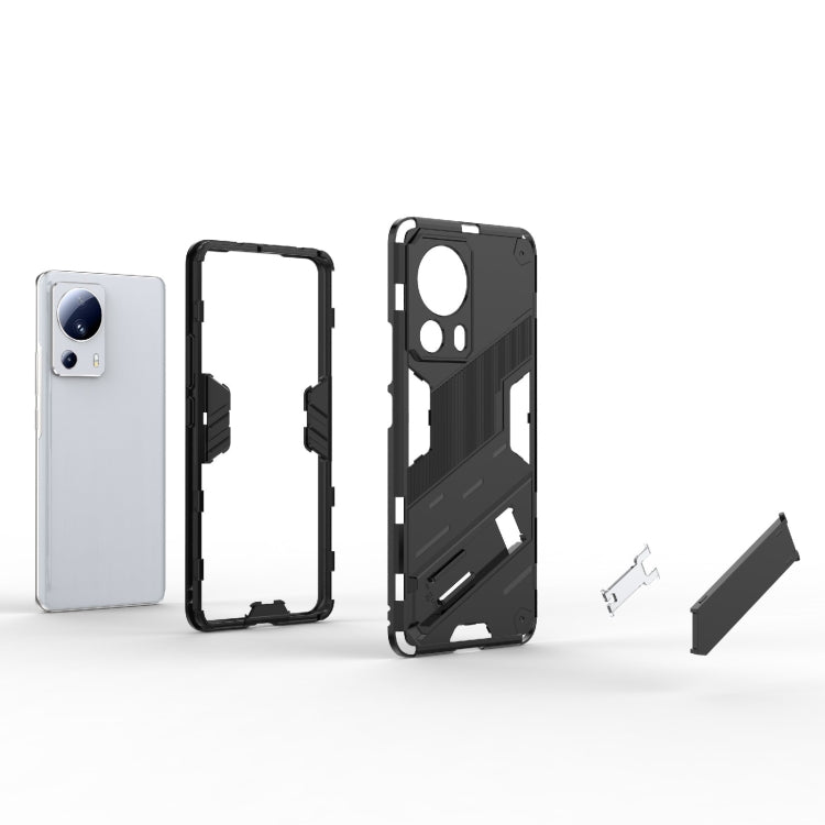 For Xiaomi 13 Lite Punk Armor 2 in 1 PC + TPU Shockproof Phone Case with Holder(White) - 13 Lite Cases by buy2fix | Online Shopping UK | buy2fix