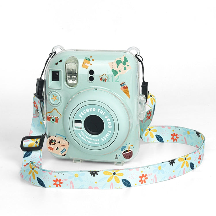 For FUJIFILM instax mini 12 Crystal Hard Acrylic Camera Case with Shoulder Strap(DIY Green Flowers) - Protective Case by buy2fix | Online Shopping UK | buy2fix