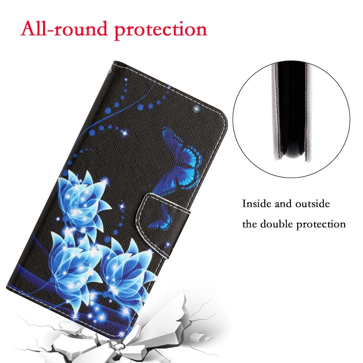 For Xiaomi Redmi 12C Colored Drawing Leather Phone Case(Blue Butterfly) - Xiaomi Cases by buy2fix | Online Shopping UK | buy2fix