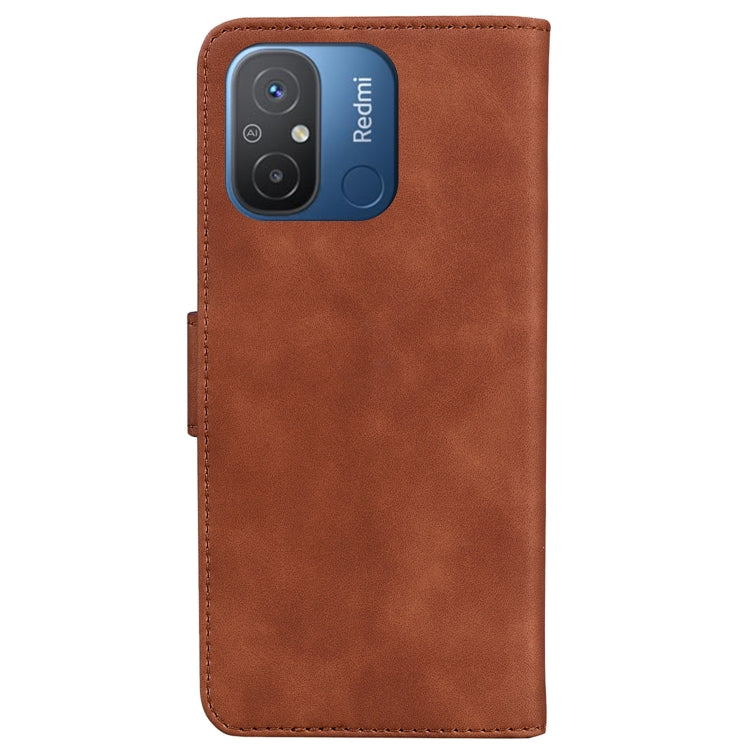 For Xiaomi Redmi 12C / 11A Skin Feel Pure Color Flip Leather Phone Case(Brown) - Xiaomi Cases by buy2fix | Online Shopping UK | buy2fix