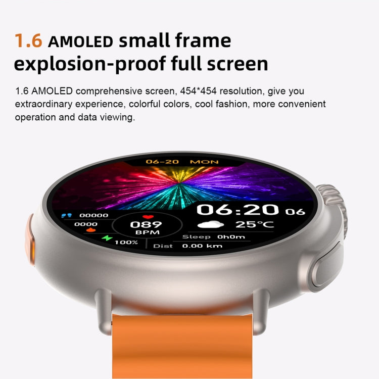 MT30 1.6 inch HD Screen TPU Strap Smart Watch Supports Voice Calls/Blood Oxygen Monitoring(Orange) - Smart Wear by buy2fix | Online Shopping UK | buy2fix