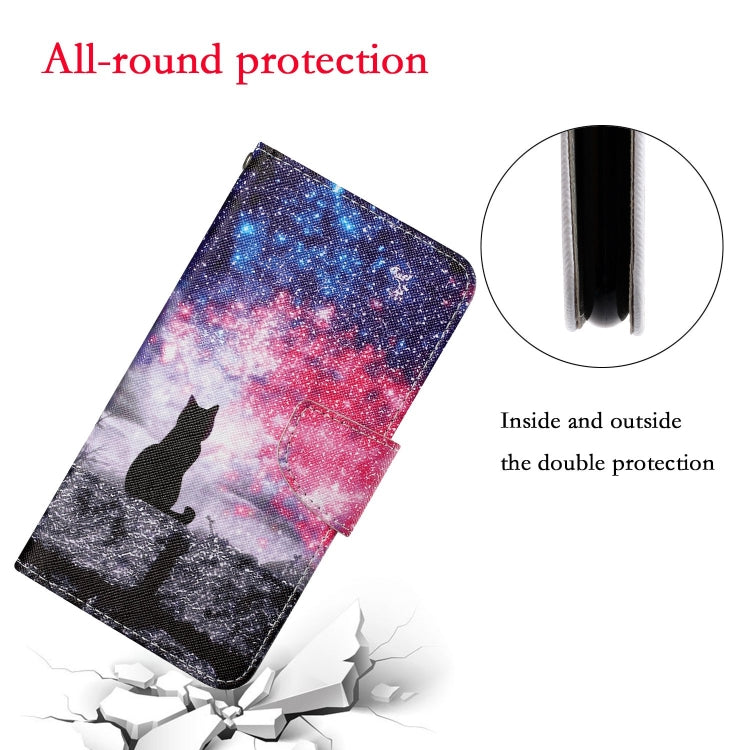 For Xiaomi Redmi 12C Colored Drawing Pattern Flip Leather Phone Case(Star Sky Cat) - Xiaomi Cases by buy2fix | Online Shopping UK | buy2fix