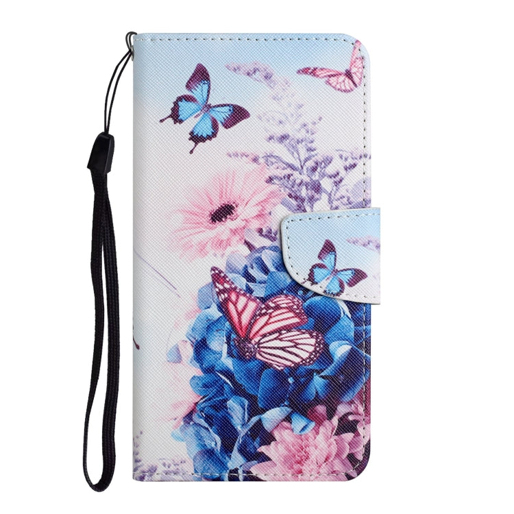 For Xiaomi Redmi Note 12 5G Global/Poco X5 Colored Drawing Pattern Flip Leather Phone Case(Purple Butterfly) - Note 12 Cases by buy2fix | Online Shopping UK | buy2fix