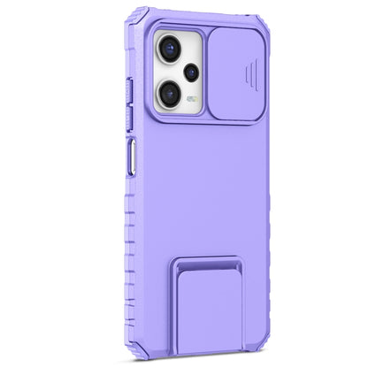 For Xiaomi Redmi Note 12 Pro 5G / Poco X5 Pro Stereoscopic Holder Sliding Camshield Phone Case(Purple) - Note 12 Pro Cases by buy2fix | Online Shopping UK | buy2fix