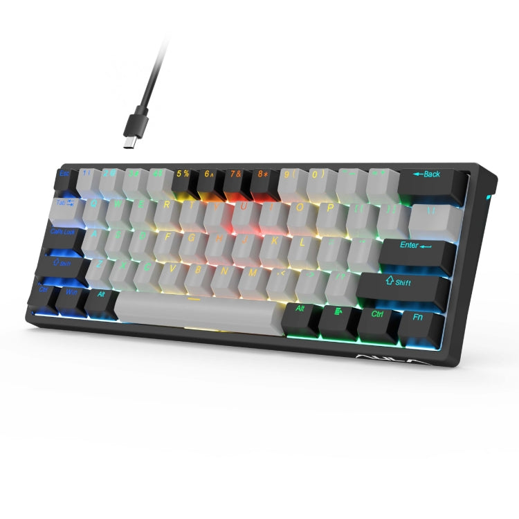 AULA F3261 Type-C Wired Hot Swappable 61 Keys RGB Mechanical Keyboard(Black Grey Tea Shaft) - Wired Keyboard by AULA | Online Shopping UK | buy2fix