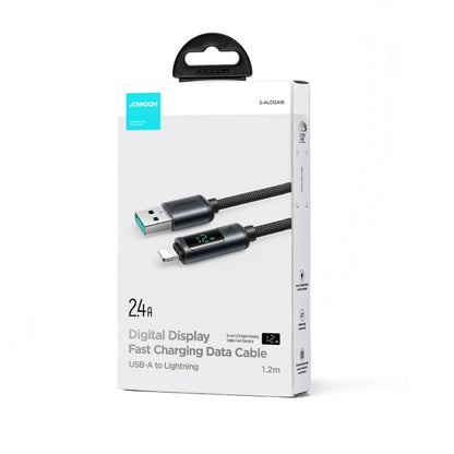 JOYROOM S-AL012A16 2.4A USB to 8 Pin Digital Display Fast Charging Data Cable, Length:1.2m(Black) - Normal Style Cable by JOYROOM | Online Shopping UK | buy2fix