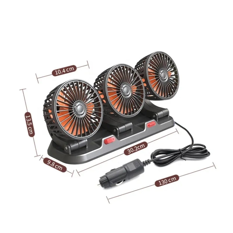 F4310 360-Degree Rotating Adjustable Car Three-Head Fan, Style:24V Cigarette Lighter - In Car by buy2fix | Online Shopping UK | buy2fix