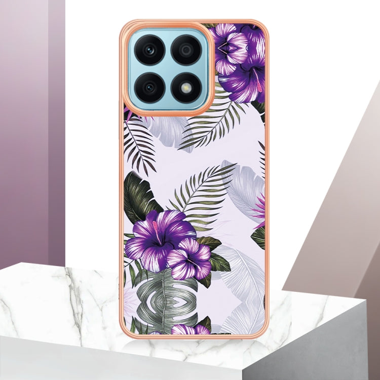 For Honor X8a Electroplating IMD TPU Phone Case(Purple Flower) - Honor Cases by buy2fix | Online Shopping UK | buy2fix