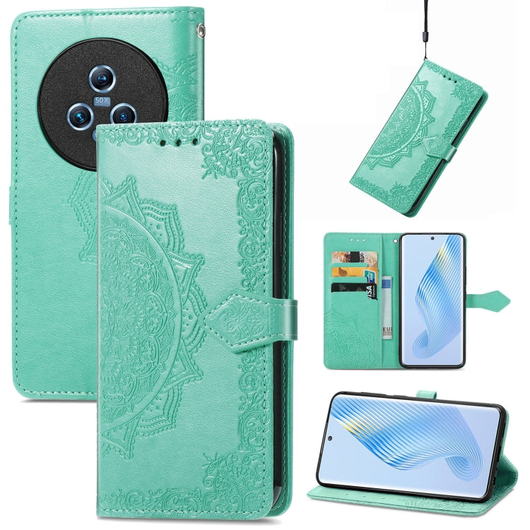 For Honor Magic5 Mandala Flower Embossed Leather Phone Case(Green) - Honor Cases by buy2fix | Online Shopping UK | buy2fix