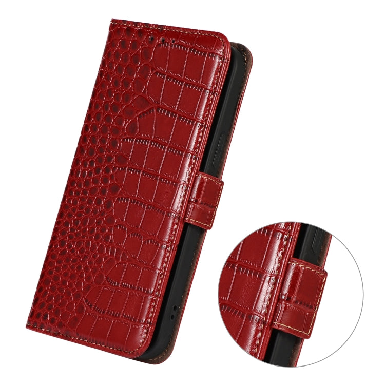 For Motorola Moto G14 4G Crocodile Top Layer Cowhide Leather Phone Case(Red) - Motorola Cases by buy2fix | Online Shopping UK | buy2fix