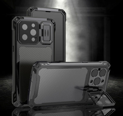 For iPhone 14 Pro Max RedPepper Silver Shield Series All-inclusive Lens Metal Phone Case(Black) - iPhone 14 Pro Max Cases by RedPepper | Online Shopping UK | buy2fix
